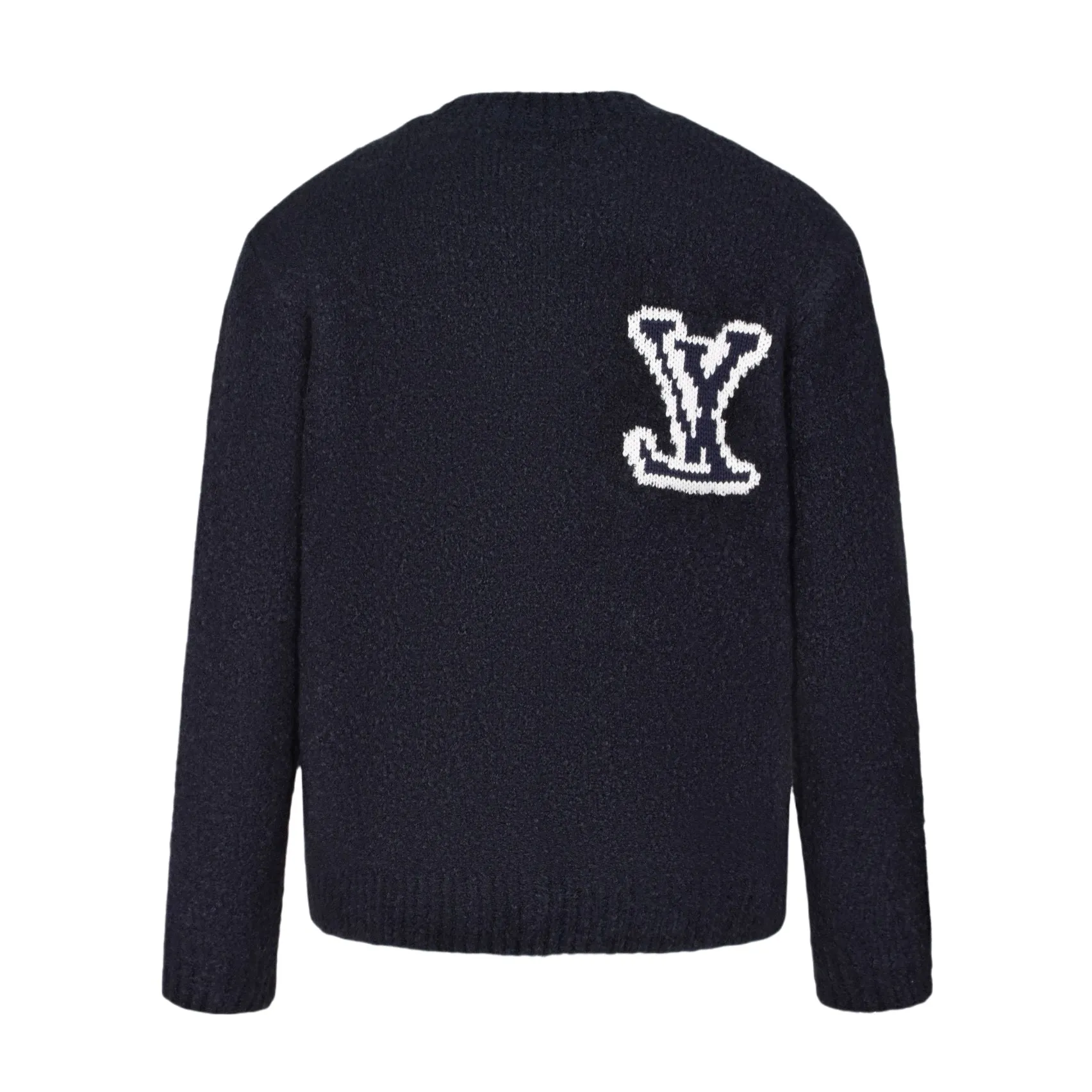 🅿️500 1v 22FW Mirror Logo Intarsia Sweater (Night Blue) Originally purchased for RMB 10,300, it is custom-woven and dyed 60% sheep wool night blue and black wool loop yarn. The loop yarn is black in night blue and has high ductility and good elasticity. It is different from the non-elastic version on the market. The special washing process is very crisp. It is soft and skin-friendly, with 3-needle knitting technology. The thickness of each stitch of the intarsia on the clothing logo is the same as the original. The logo on the back is a mirror intarsia. The upper body is skin-friendly and versatile. It is an autumn and winter item that can be worn in front of others. It is a powerful autumn and winter item. Size:S-M-L